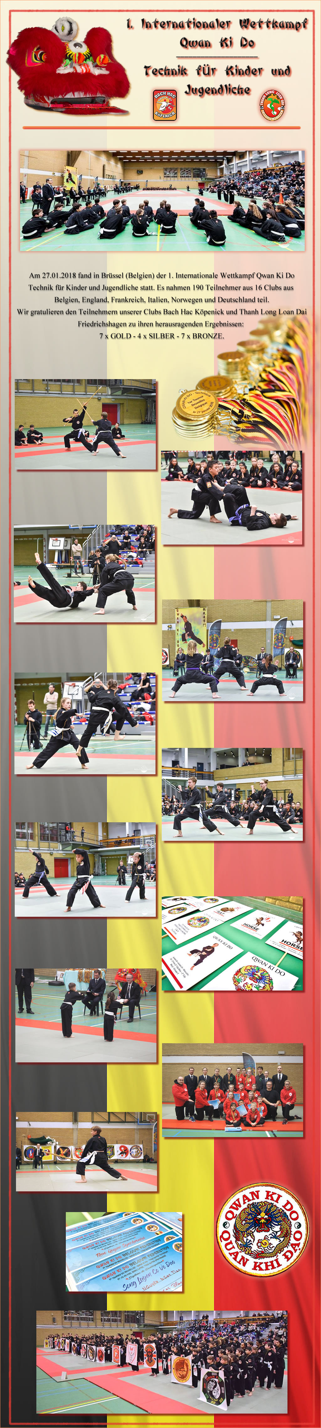 2018 ~ 1. Internationaler Wettkampf Qwan Ki Do-Technik für Kinder und Jugendliche in Brüssel